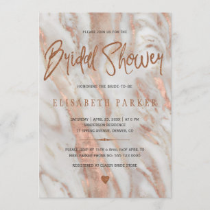 Elegant luxury marble rose gold bridal shower invitation