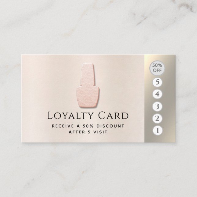 Elegant luxury metallic pearl nail salon loyalty card (Front)