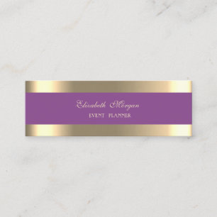 Elegant Luxury Modern,Gold Striped,Violet Mini Business Card