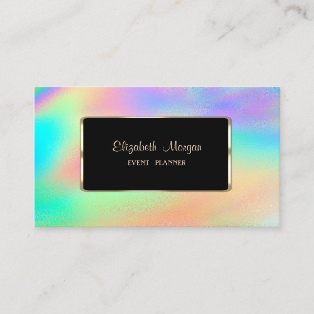 Elegant Luxury Modern Rainbow Colourful Holographi Business Card (Front)