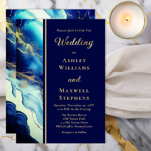 Elegant Luxury Navy Blue and Gold Marble Wedding
