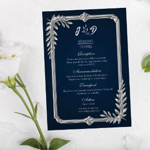 Elegant Luxury Navy Blue and Silver Wedding Enclosure Card