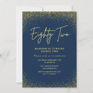 Elegant Luxury Navy Gold Glitter 82nd birthday Invitation