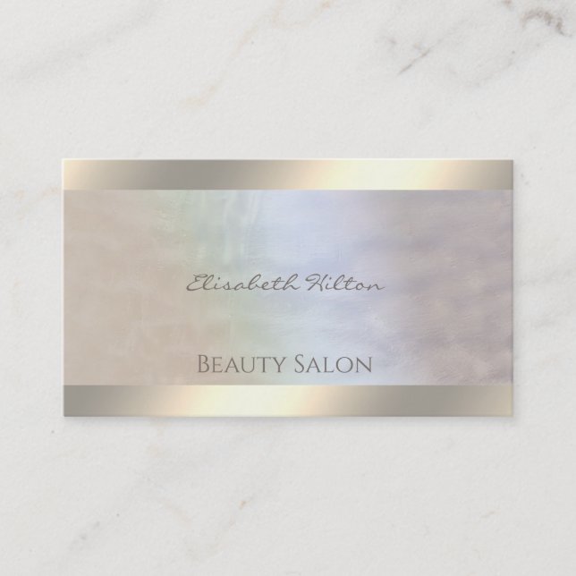 Elegant luxury pearl holographic luminous business card (Front)