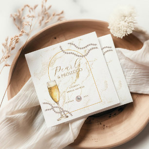 Elegant Luxury Pearls and Prosecco Bridal Shower Napkin