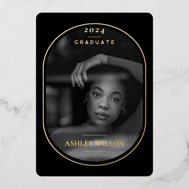Elegant Luxury Photo Graduation Foil Announcement (Front)