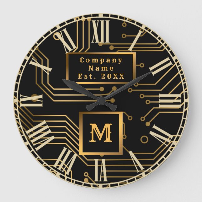 Elegant Luxury Professional Monogrammed Large Clock (Front)