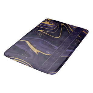 Elegant Luxury Purple And Gold Marble Effect Name  Bath Mat