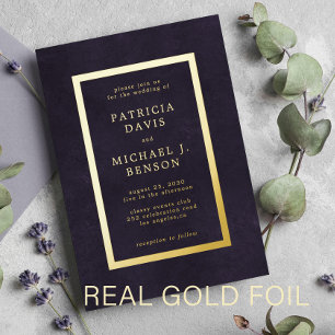 Elegant luxury purple gold foil typography wedding