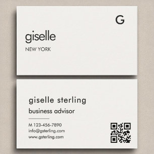 Elegant Luxury QR Code Minimalist Monogram  Business Card