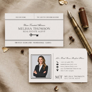 Elegant Luxury Real Estate Agent Photo Monogram  Business Card