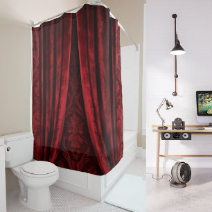 Elegant Luxury Red Velvet Wedding Maroon Shower Curtain