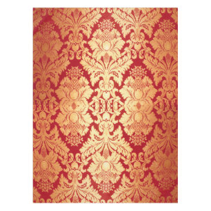 Elegant Luxury Retro Red Gold Damask Pattern Tablecloth