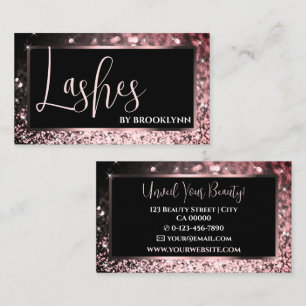 Elegant Luxury Rose Gold Black Sparkling Glitter  Business Card