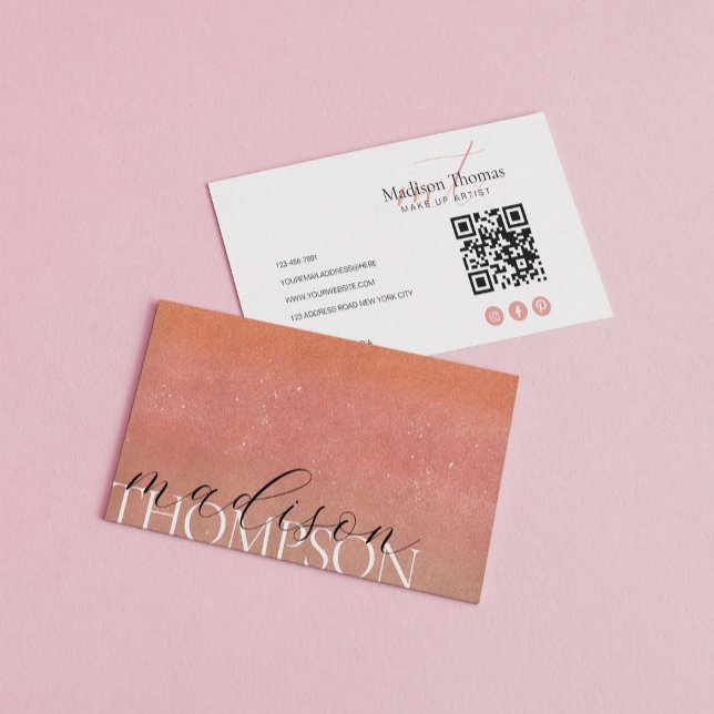 Elegant Luxury Rust Palettes Monogram Qr Code Business Card (Creator Uploaded)