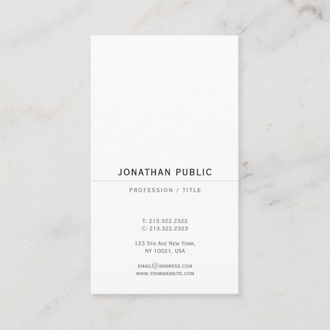 Elegant Luxury Signature UV Gloss Paper Vertical Business Card (Front)