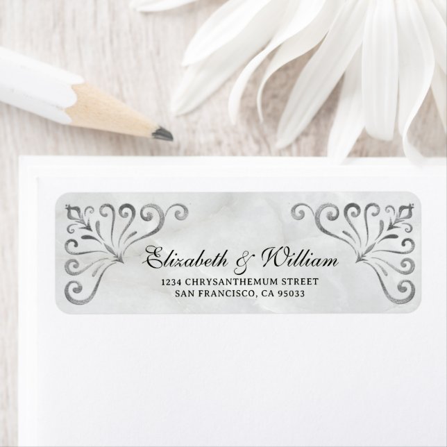 Elegant Luxury Silver Stone & Chic Frame return Address Label (Insitu)