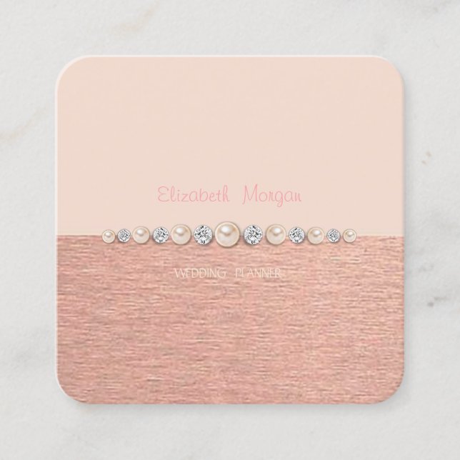 Elegant Luxury Simple ,Diamonds,Pearls Square Business Card (Front)