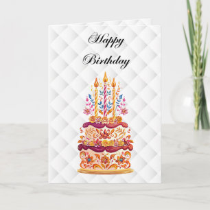 Elegant Luxury Stylish Cake Birthday Greeting Card