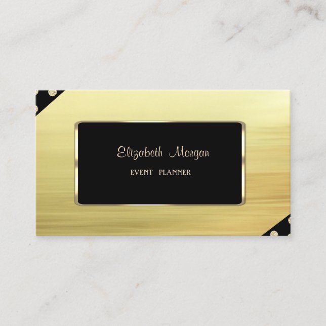 Elegant Luxury Stylish,Faux Gold,Black Frame Business Card (Front)