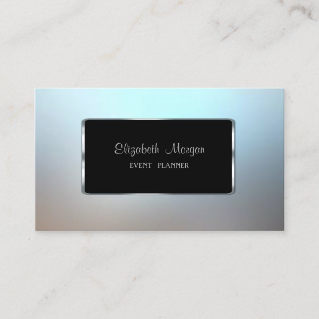 Elegant Luxury Stylish,Modern,Black Frame,Blue Business Card (Front)