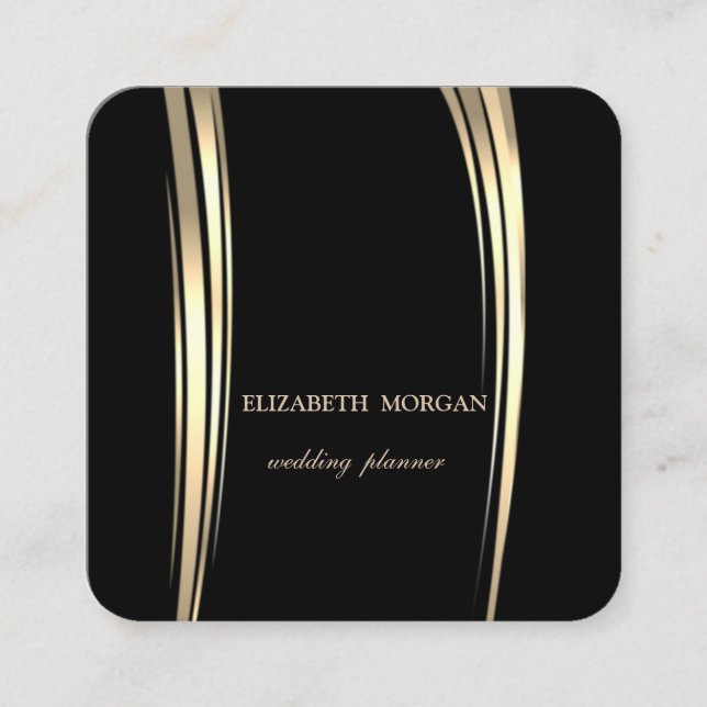 Elegant Luxury Stylish Simple ,Gold,Black Square Business Card (Front)
