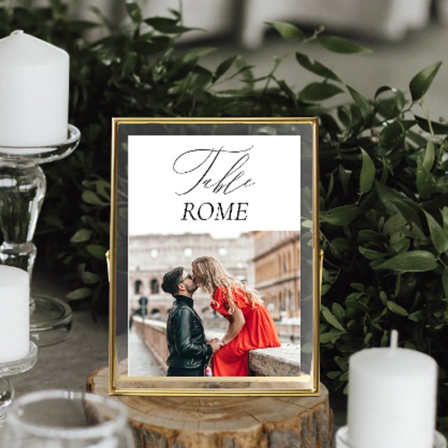 Elegant Luxury Travel Destination Wedding Table Number (This table number is a cute way to share photos of special moments with guests)