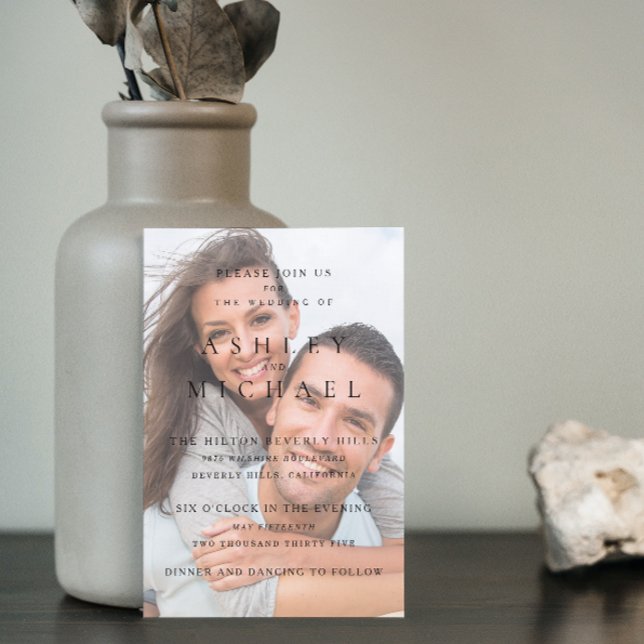 Elegant Luxury Vellum 2 Photo Black White Wedding Invitation (Your Dream Wedding Awaits! Invite in Style 🌹💒 [Customize Your Invite])