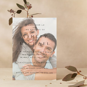 Elegant Luxury Vellum 4 Photo Black White Wedding Invitation