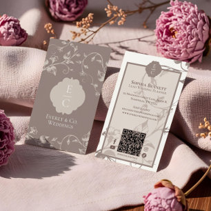 Elegant Luxury Vintage Floral Monogram Crest Business Card