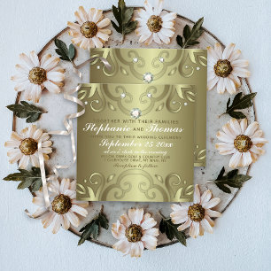 Elegant Luxury Vintage Victorian Gold Wedding Invitation