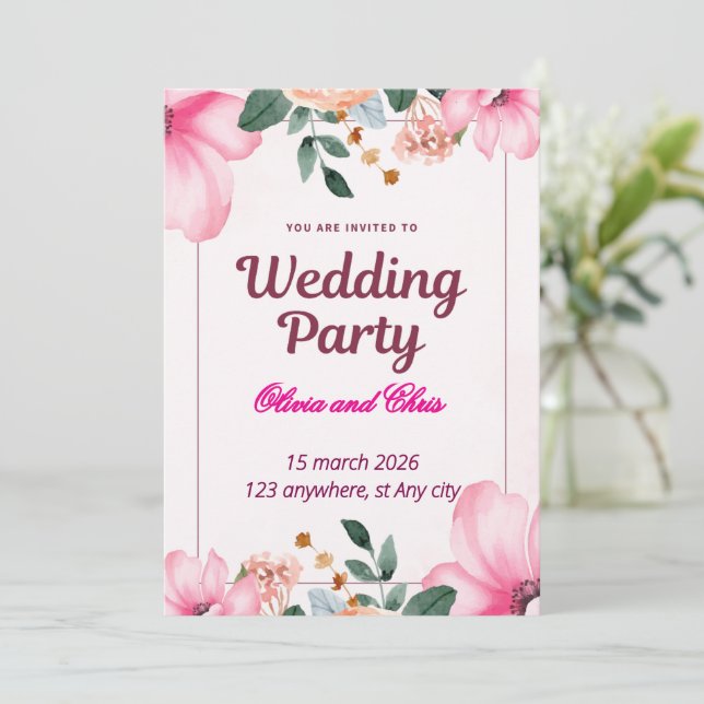Elegant Luxury Wedding Invitation Card (Standing Front)
