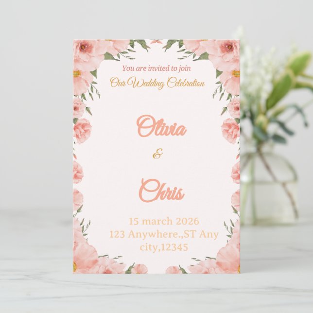Elegant Luxury Wedding Invitation Card (Standing Front)