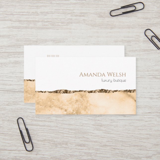 Elegant luxury white gold glitter butique business card (Front/Back In Situ)