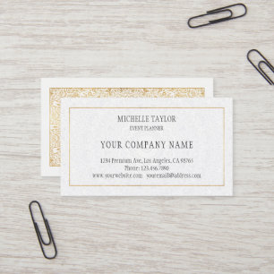Elegant Luxury White Gold Mandala Professional Business Card