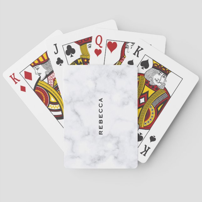 Elegant Luxury White Grey Faux Marble Playing Cards (Back)