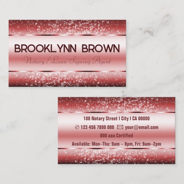 Elegant Luxury Wine Red Luxe Border Glitter Stars Business Card (Front/Back)