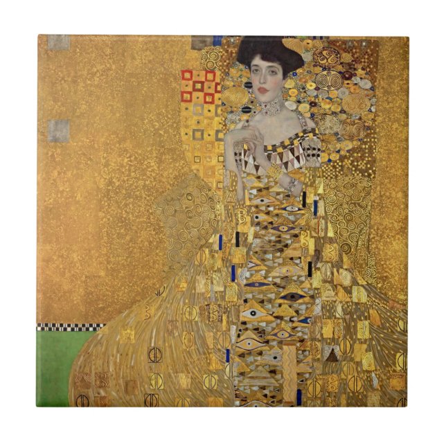 Elegant Luxury with Gustav Klimt's Portrait Ceramic Tile (Front)