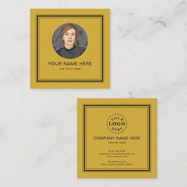 Elegant M Gold Calling Card with Black Script (Front/Back)