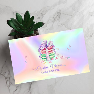 Elegant Macaroons,Sweets Bakery Holographic Business Card