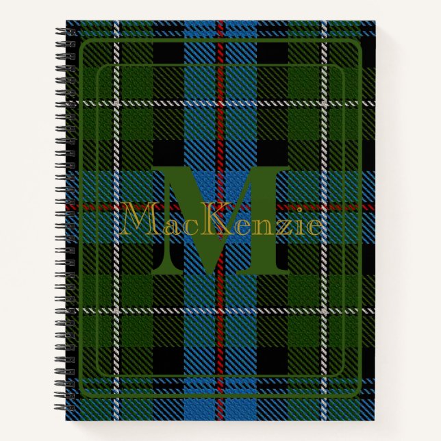 Elegant MacKenzie Clan Tartan Monogram Notebook (Front)