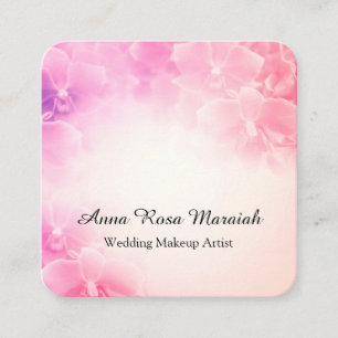*~* Elegant Macro Photo Floral Pink . Blush Square Business Card