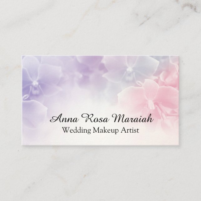 *~* Elegant Macro Photo Pink Lavender Floral Business Card (Front)