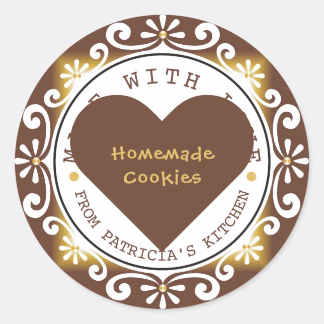 Elegant Made With Love Cookies From The Kitchen Of Classic Round Sticker (Front)