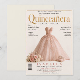 Elegant Magazine Cover Quinceanera Invitation