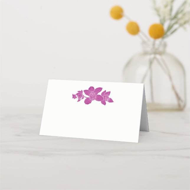 Elegant Magent Orchids Floral Tropical Wedding Place Card (Front)