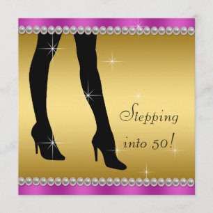 Elegant Magenta and Gold Birthday Party Invitation