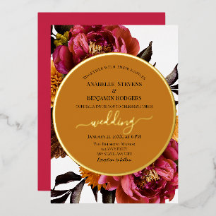Elegant Magenta and Gold Peonies Floral Wedding