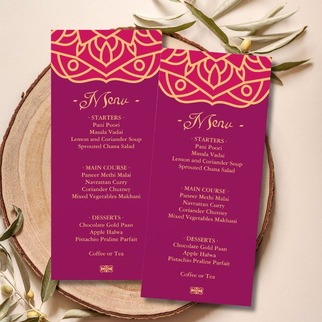Elegant Magenta Gold Mandala Indian Wedding Menu (Elegant Magenta Gold Mandala Indian Wedding Menu
)