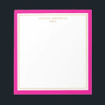 Elegant Magenta Gold Personalised Notepad<br><div class="desc">This notepad features elegant and minimalist thick magenta border and thin gold border. Personalise it with your name or company name.</div>